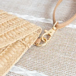 Elena Handbags Straw Woven Shoulder Purse Clutch Handbag