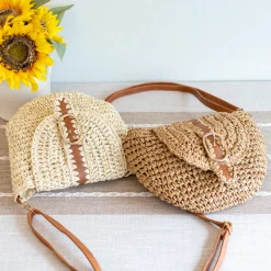 Elena Handbags Straw Woven Crossbody Bag