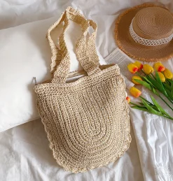 Elena Handbags Straw Woven Shoulder Bag