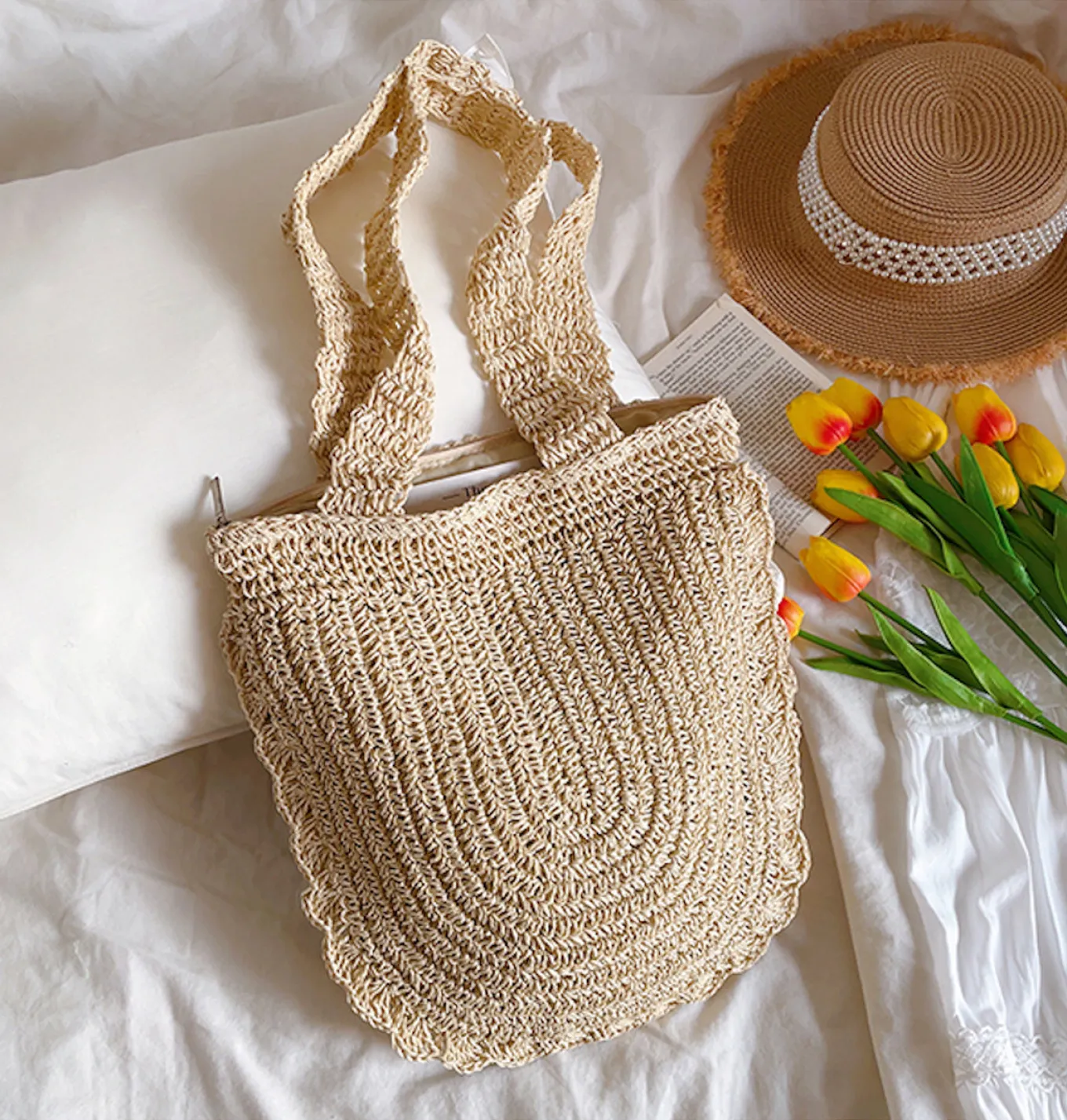 Elena Handbags Straw Woven Shoulder Bag