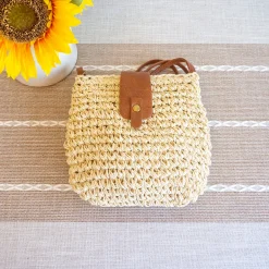 Elena Handbags Straw Woven Crossbody Bag