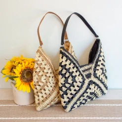 Elena Handbags Straw Woven Fashion Shoulder Bag
