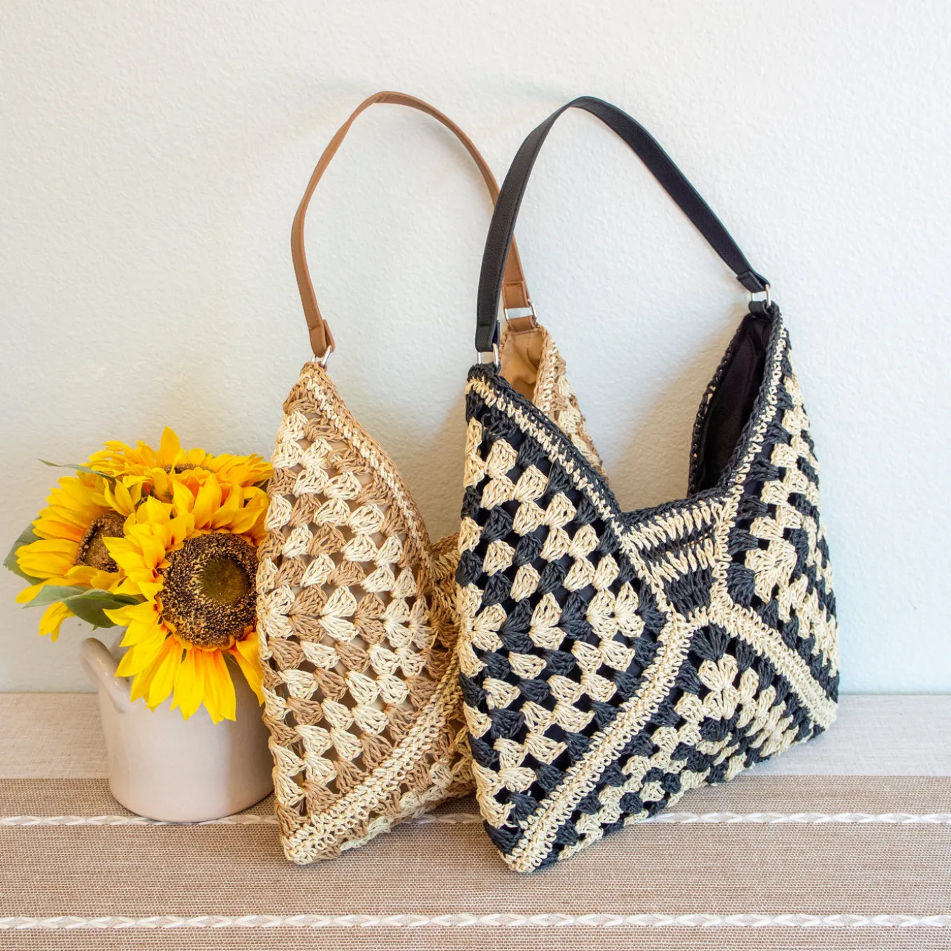 Elena Handbags Straw Woven Fashion Shoulder Bag