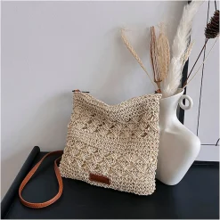Elena Handbags Straw Woven Crossbody Purse