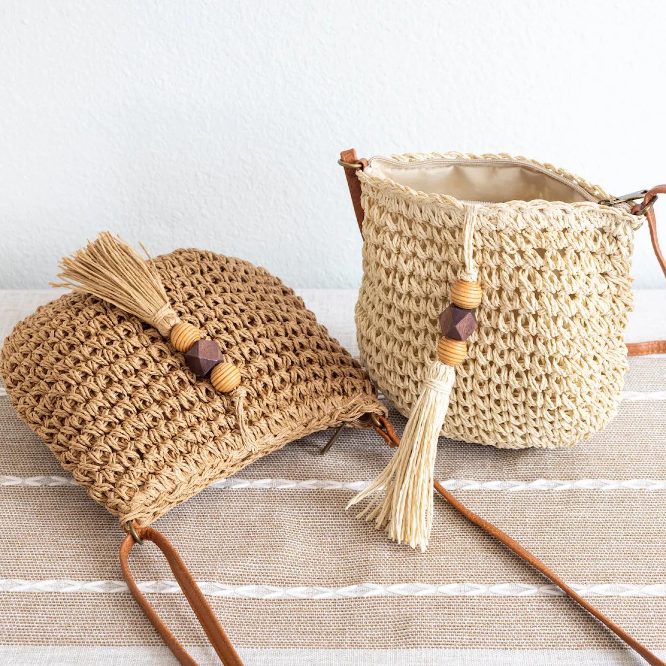 Elena Handbags Straw Woven Crossbody Bag