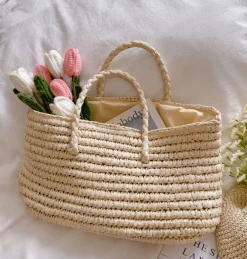 Elena Handbags Straw Woven Summer Beach Bag