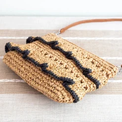 Elena Handbags Straw Woven Summer Crossbody Purse