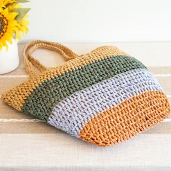 Elena Handbags Straw Woven Summer Color Block Tote