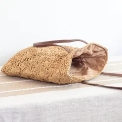 Elena Handbags Straw Woven Summer Fashion Bag with Floral Designs