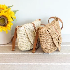 Elena Handbags Straw Woven Crossbody Bag