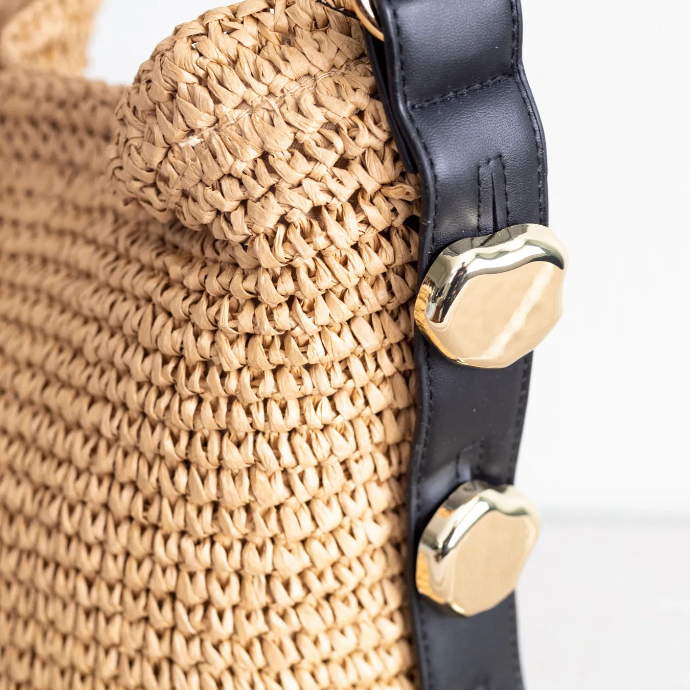Elena Handbags Straw Woven Tote with Leather Straps