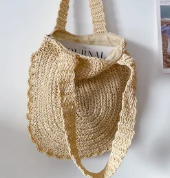 Elena Handbags Straw Woven Shoulder Bag