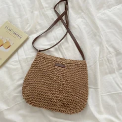 Elena Handbags Straw Woven Crossbody Bag