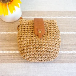 Elena Handbags Straw Woven Crossbody Bag
