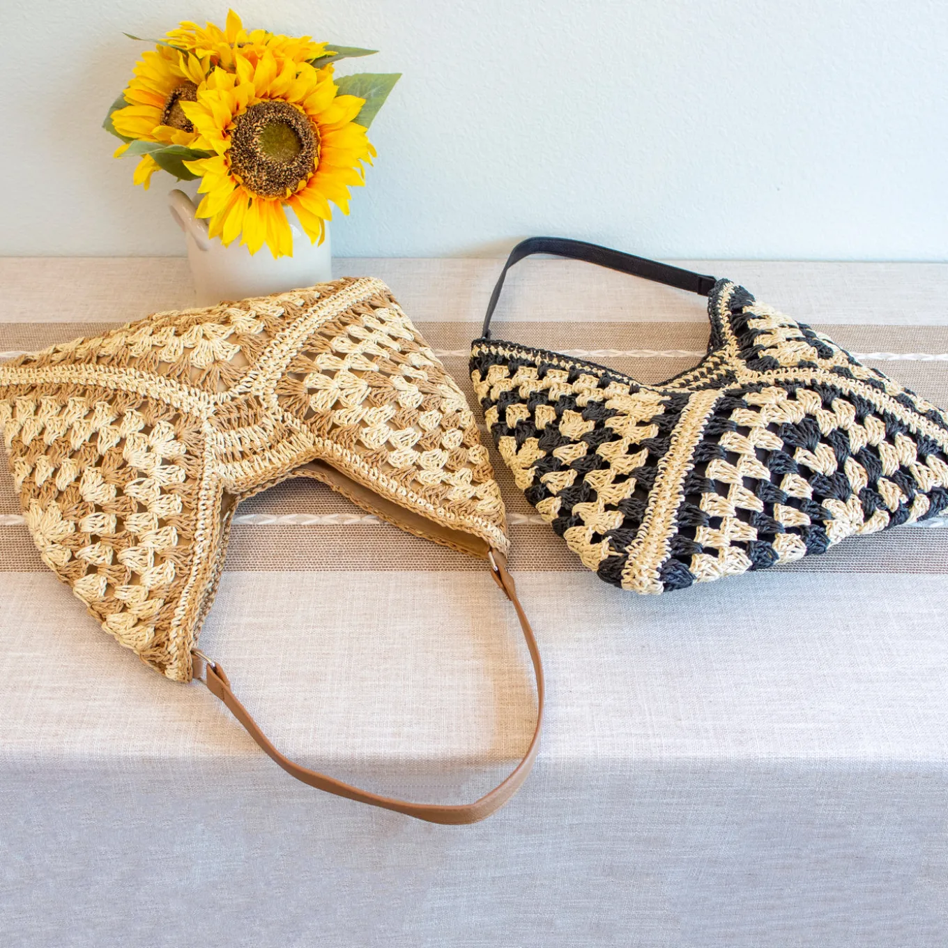 Elena Handbags Straw Woven Fashion Shoulder Bag