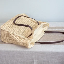 Elena Handbags Straw Woven Square Tote