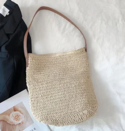Elena Handbags Straw Woven Retro Shoulder Bag