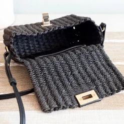 Elena Handbags Straw Woven Mini Flap Bag