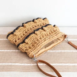 Elena Handbags Straw Woven Summer Crossbody Purse