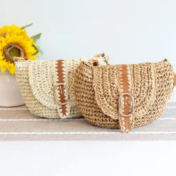 Elena Handbags Straw Woven Crossbody Bag