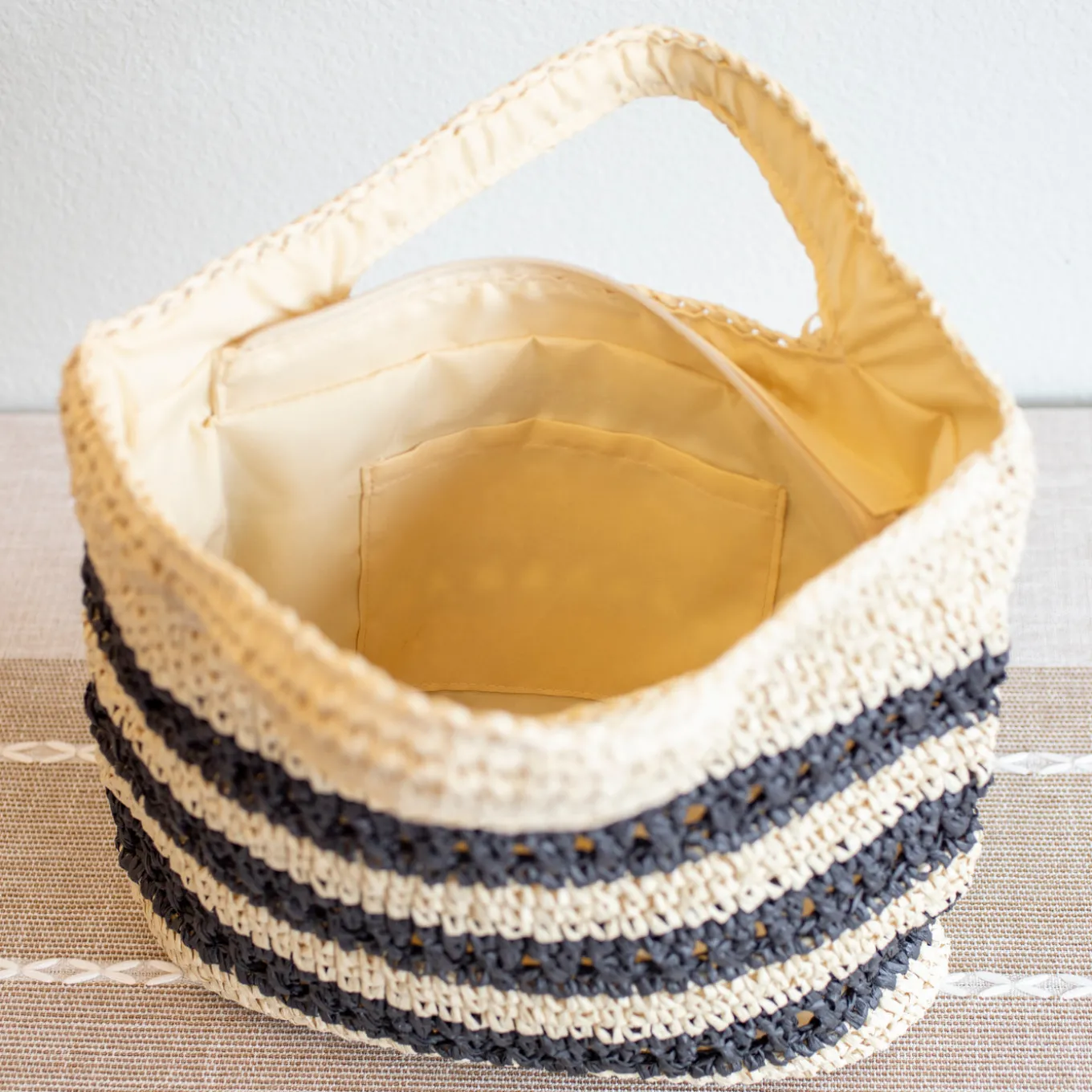 Elena Handbags Straw Woven Striped Summer Tote