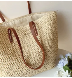 Elena Handbags Straw Woven Tote