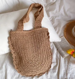 Elena Handbags Straw Woven Shoulder Bag