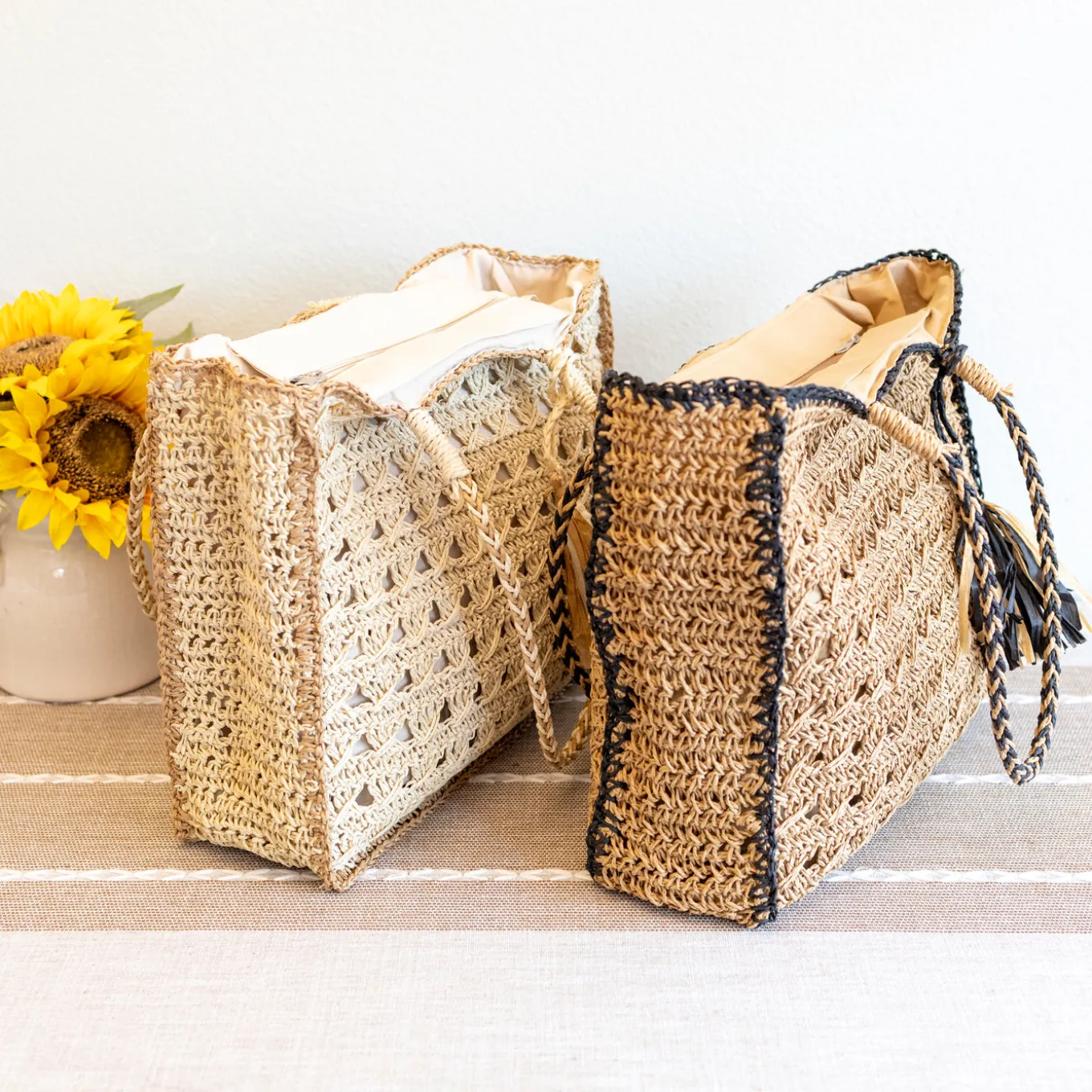 Elena Handbags Straw Woven Shoulder Bag with Tassel
