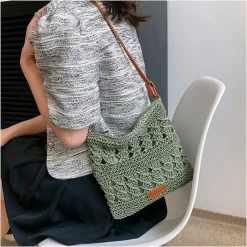 Elena Handbags Straw Woven Crossbody Purse