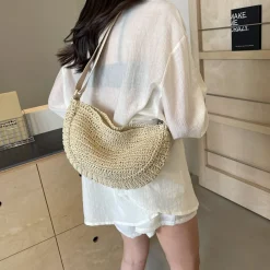 Elena Handbags Straw Woven Crossbody Bag