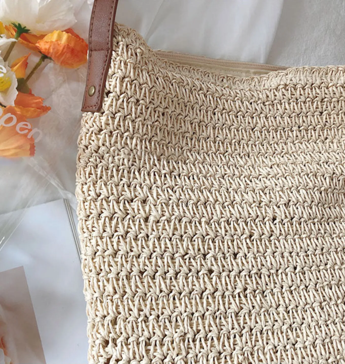 Elena Handbags Straw Woven Retro Shoulder Bag
