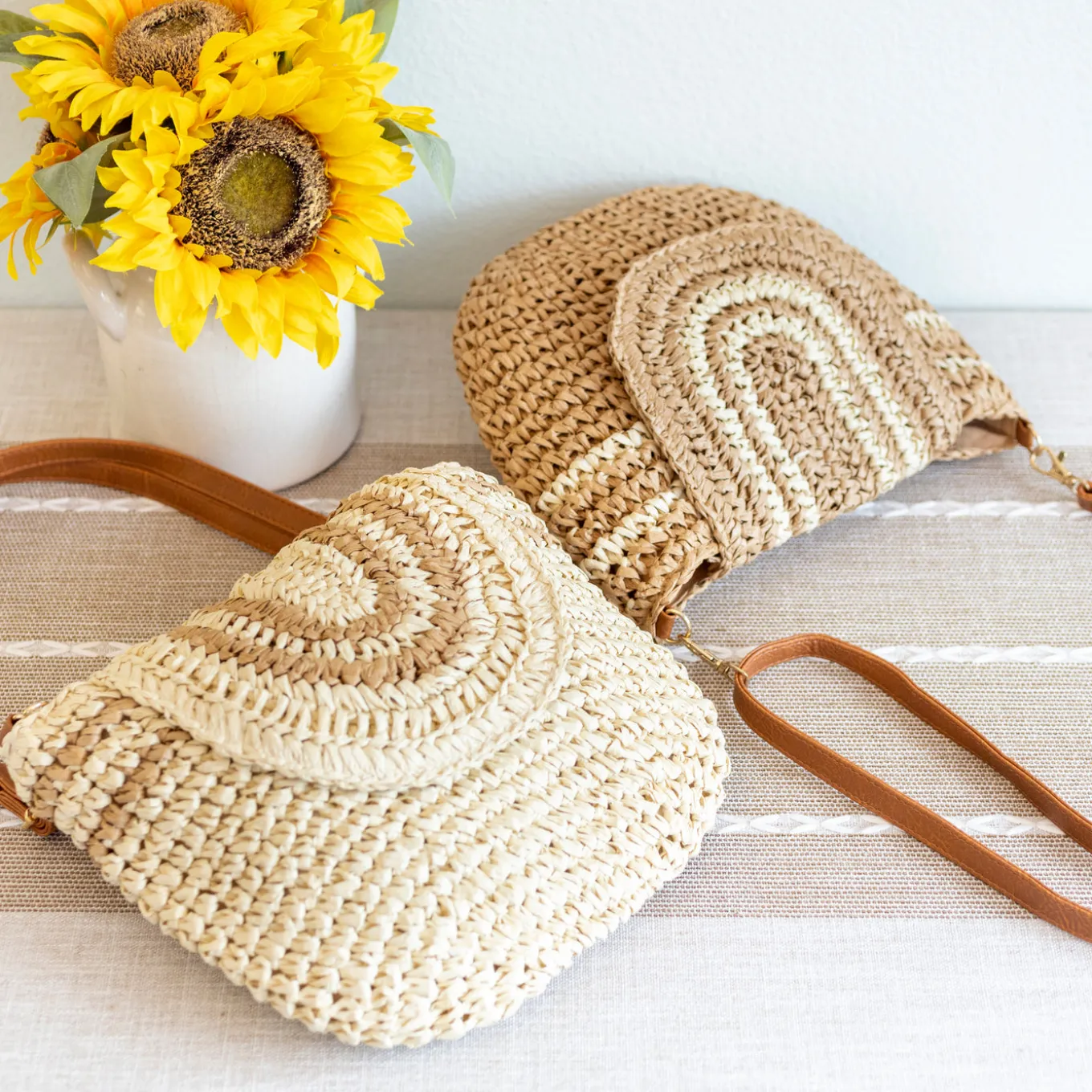 Elena Handbags Straw Woven Crossbody Bag