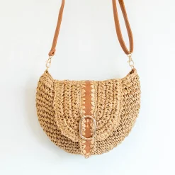 Elena Handbags Straw Woven Crossbody Bag