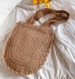 Elena Handbags Straw Woven Shoulder Bag