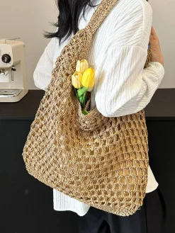 Elena Handbags Straw Woven Tote