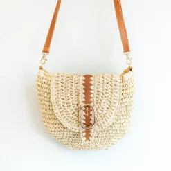 Elena Handbags Straw Woven Crossbody Bag