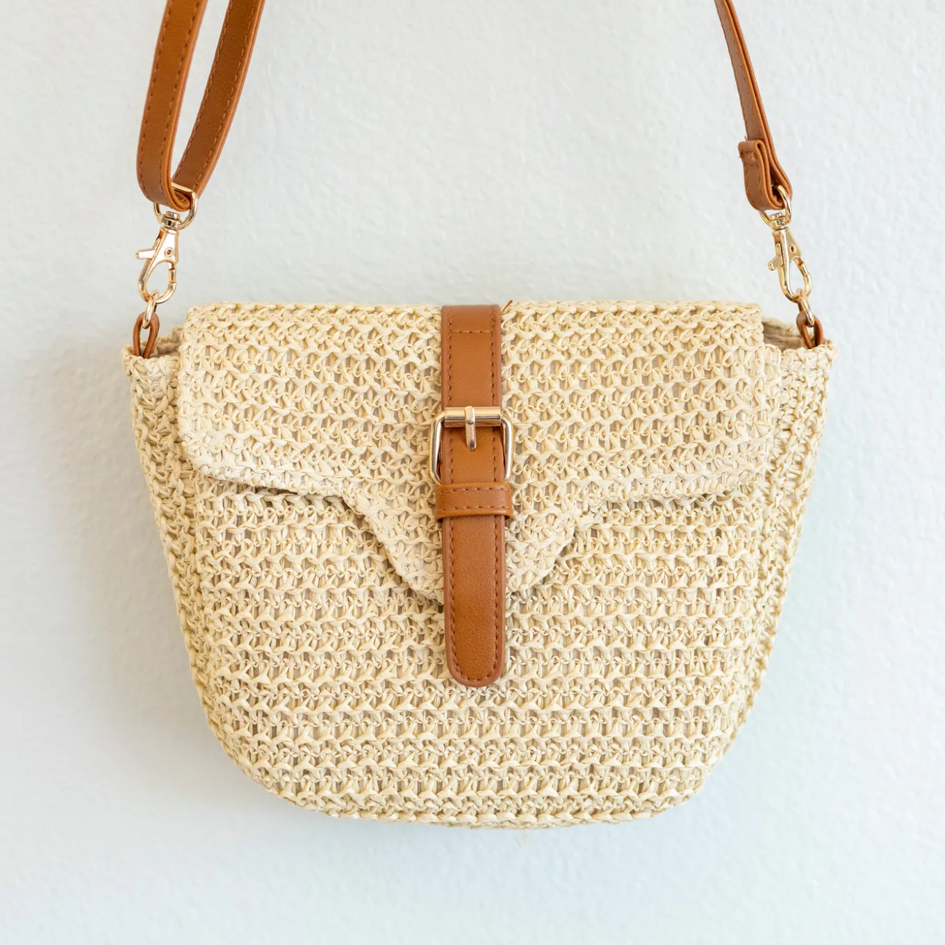 Elena Handbags Straw Woven Crossbody Bag