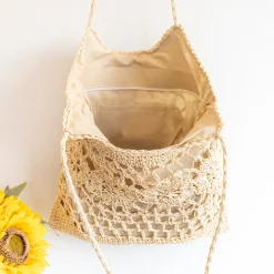 Elena Handbags Straw Woven Summer Fashion Bag with Floral Designs