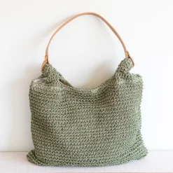 Elena Handbags Straw Woven Tote with Leather Straps