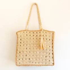 Elena Handbags Straw Woven Shoulder Bag with Tassel