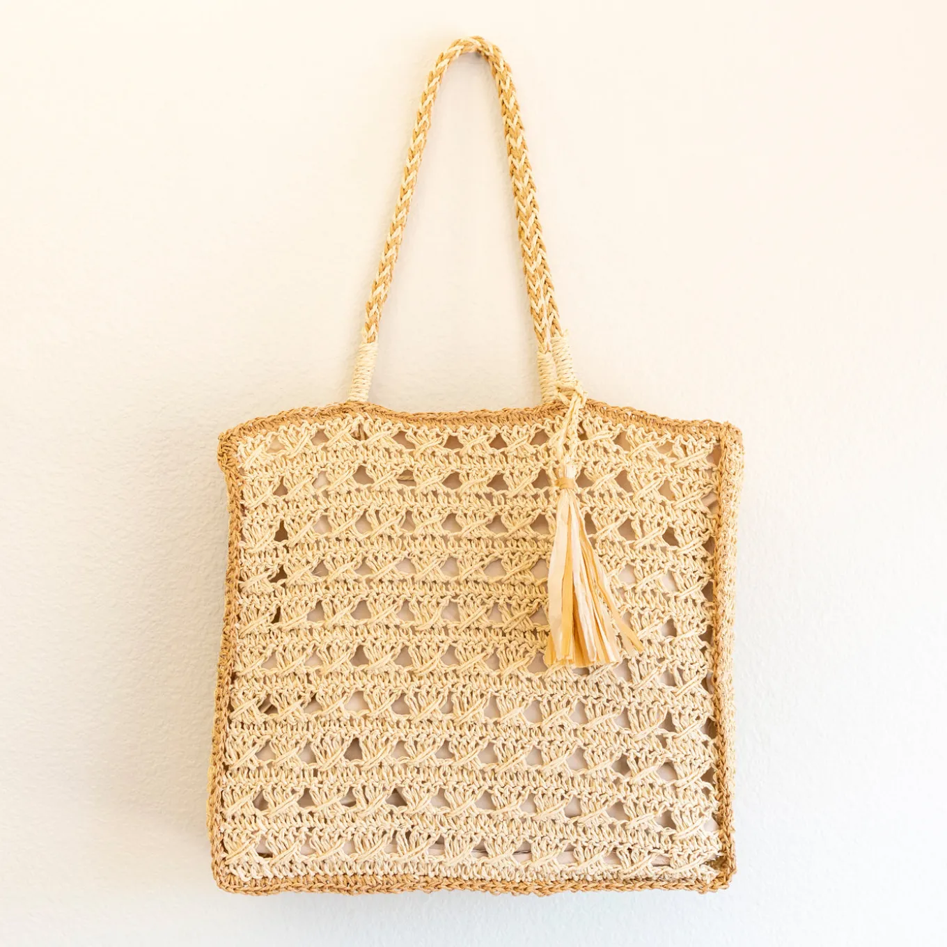 Elena Handbags Straw Woven Shoulder Bag with Tassel
