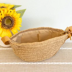 Elena Handbags Straw Woven Crossbody Bag