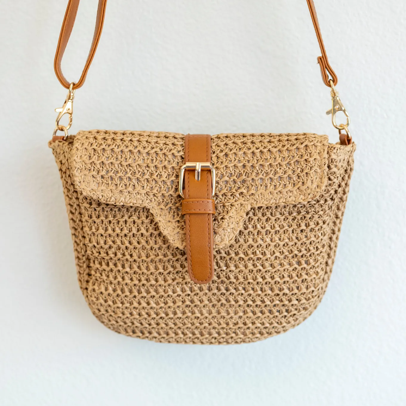 Elena Handbags Straw Woven Crossbody Bag