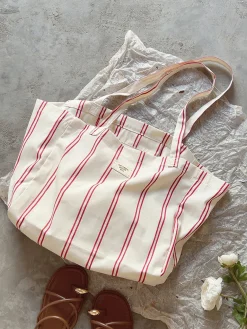 Elena Handbags Striped Cotton Canvas Shoulder Bag
