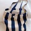 Elena Handbags Striped Cotton Canvas Shoulder Bag