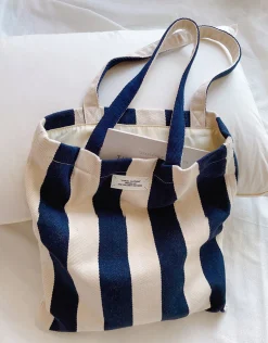 Elena Handbags Striped Cotton Canvas Shoulder Bag