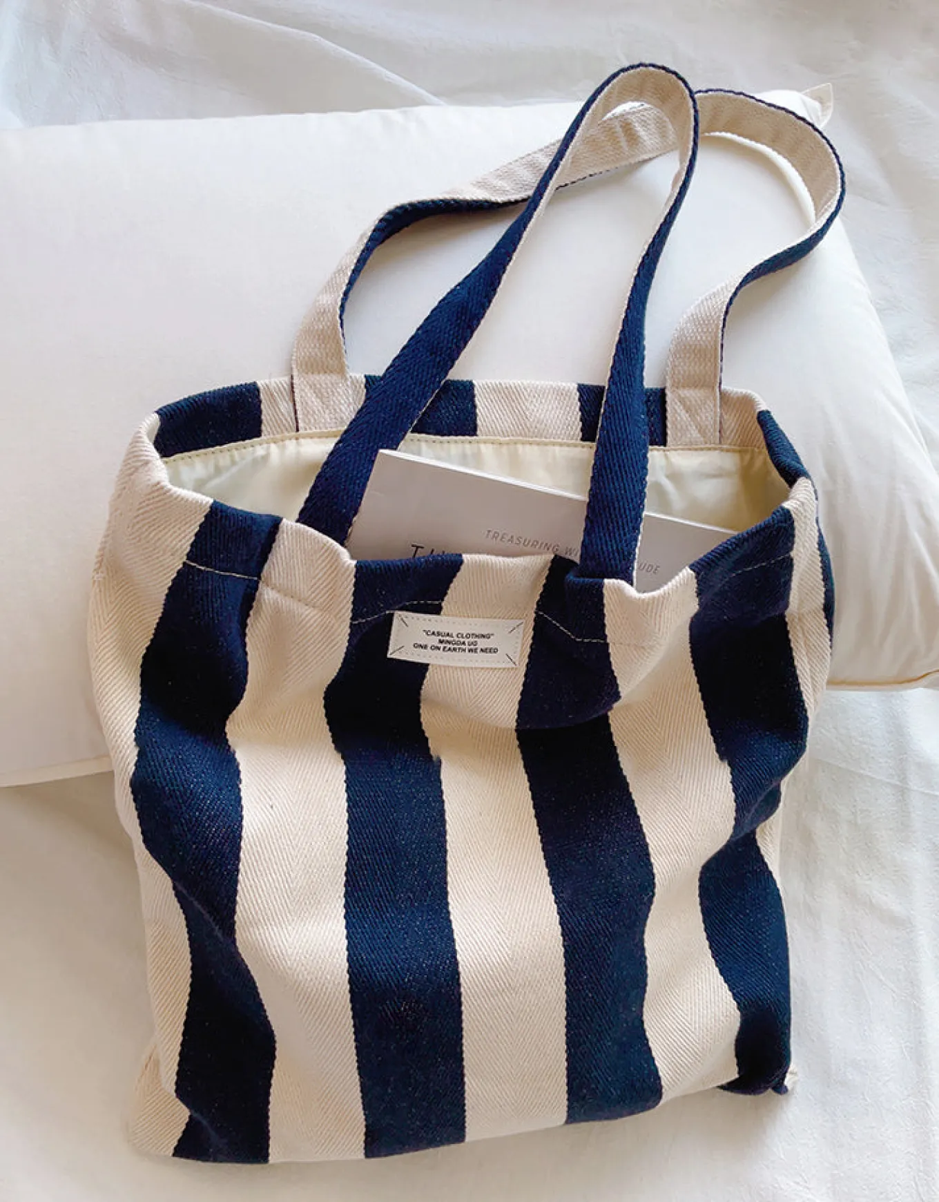 Elena Handbags Striped Cotton Canvas Shoulder Bag