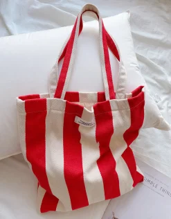 Elena Handbags Striped Cotton Canvas Shoulder Bag