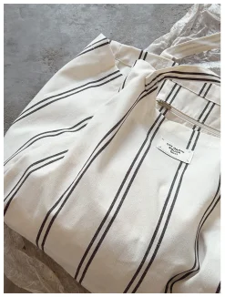 Elena Handbags Striped Cotton Canvas Shoulder Bag