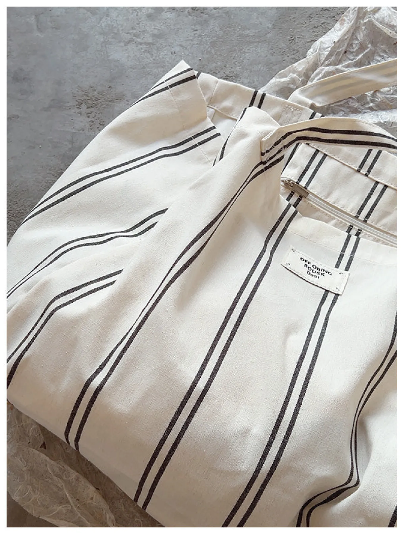 Elena Handbags Striped Cotton Canvas Shoulder Bag
